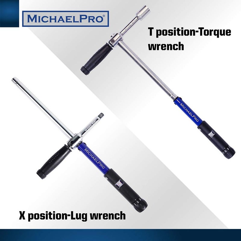 MichaelPro Click Torque Wrench - 2in1 with Lug Wrench 1/2 Inch Dr with 3 Sockets (11/16", 3/4", 13/16" / 17-19-21 mm) with Precise Micro Adjustment for Automotive and Changing Tires | MP001002 - Image 4